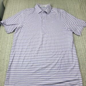Criquet Polo Shirt Mens XL Purple Stripe Jersey Knit Short Sleeve Golf Casual